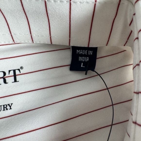 Horn Legend HL Sport Size L White Crimson Striped Polo New NWT Preppy Soft Clean - Picture 3 of 12